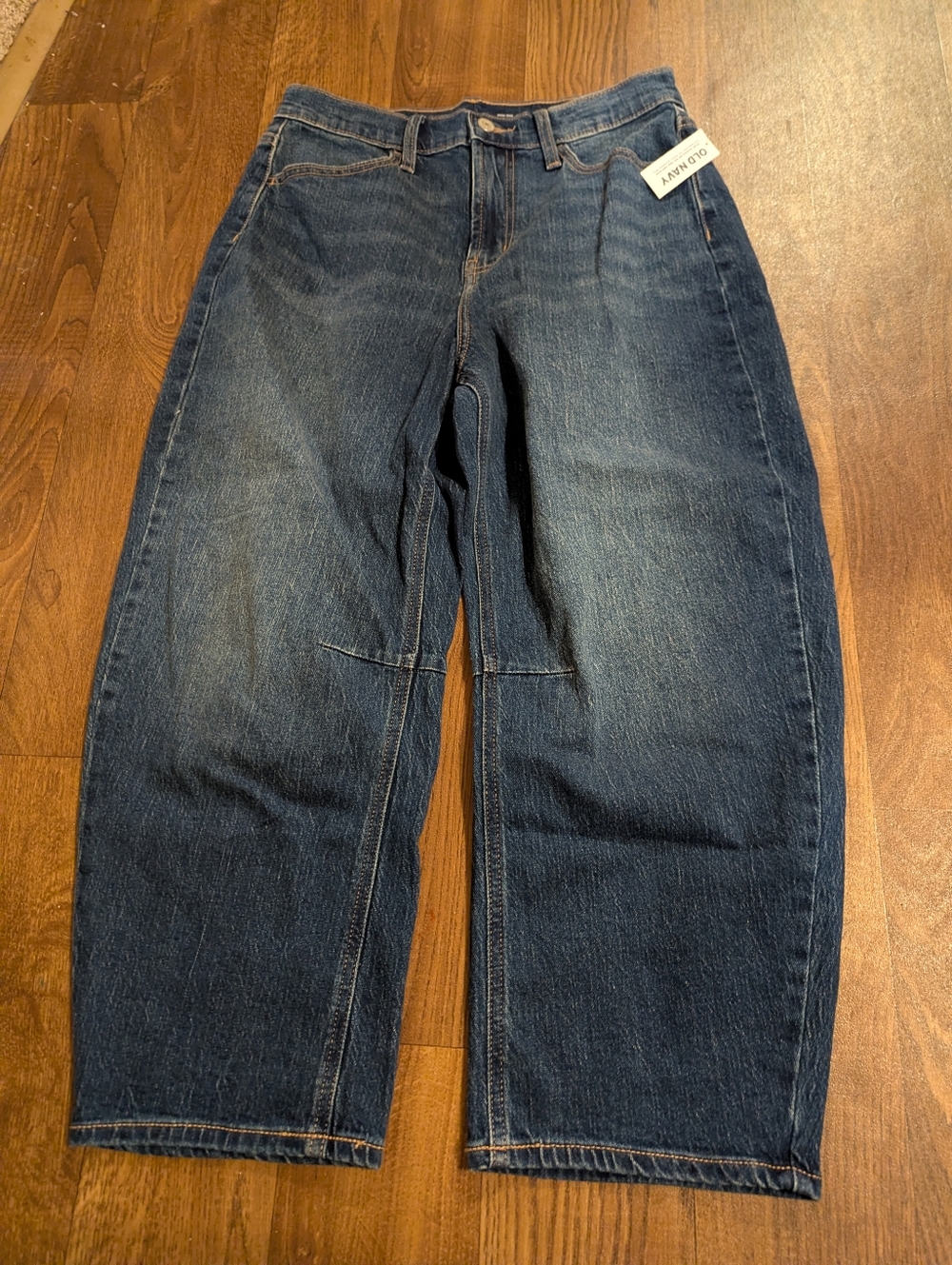New Old Navy Jeans Womens Size 6 Short High Rise Wow Barrel Leg Ankle Blue